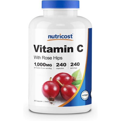  Nutricost Vitamin C with Rose Hips 1025mg, 120 Capsules - Vitamin C 1000mg, Rose Hips 25mg, Premium, Non-GMO, Gluten Free Supplement
