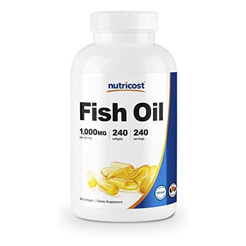  Nutricost Fish Oil Omega 3 Softgels with EPA & DHA (1000mg of Fish Oil, 560mg of Omega-3), 240 Softgels, Non-GMO, Gluten Free.