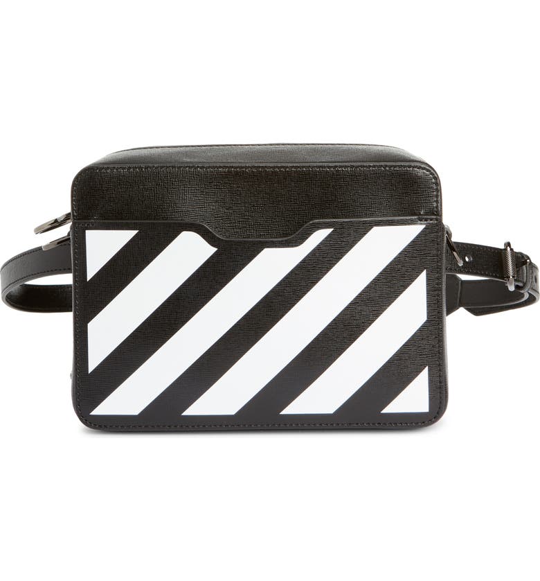 Off-White Diagonal Stripe Camera Belt Bag_BLACK WHITE