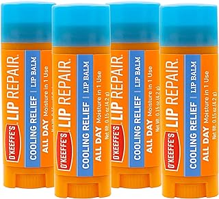 OKeeffes Cooling Relief Lip Repair Lip Balm for Dry, Cracked Lips, Stick, (Pack of 4)
