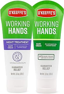 OKeeffes Working Hands Hand Cream, 3 Oz Tube and Night Treatment Hand Cream, White, 103002
