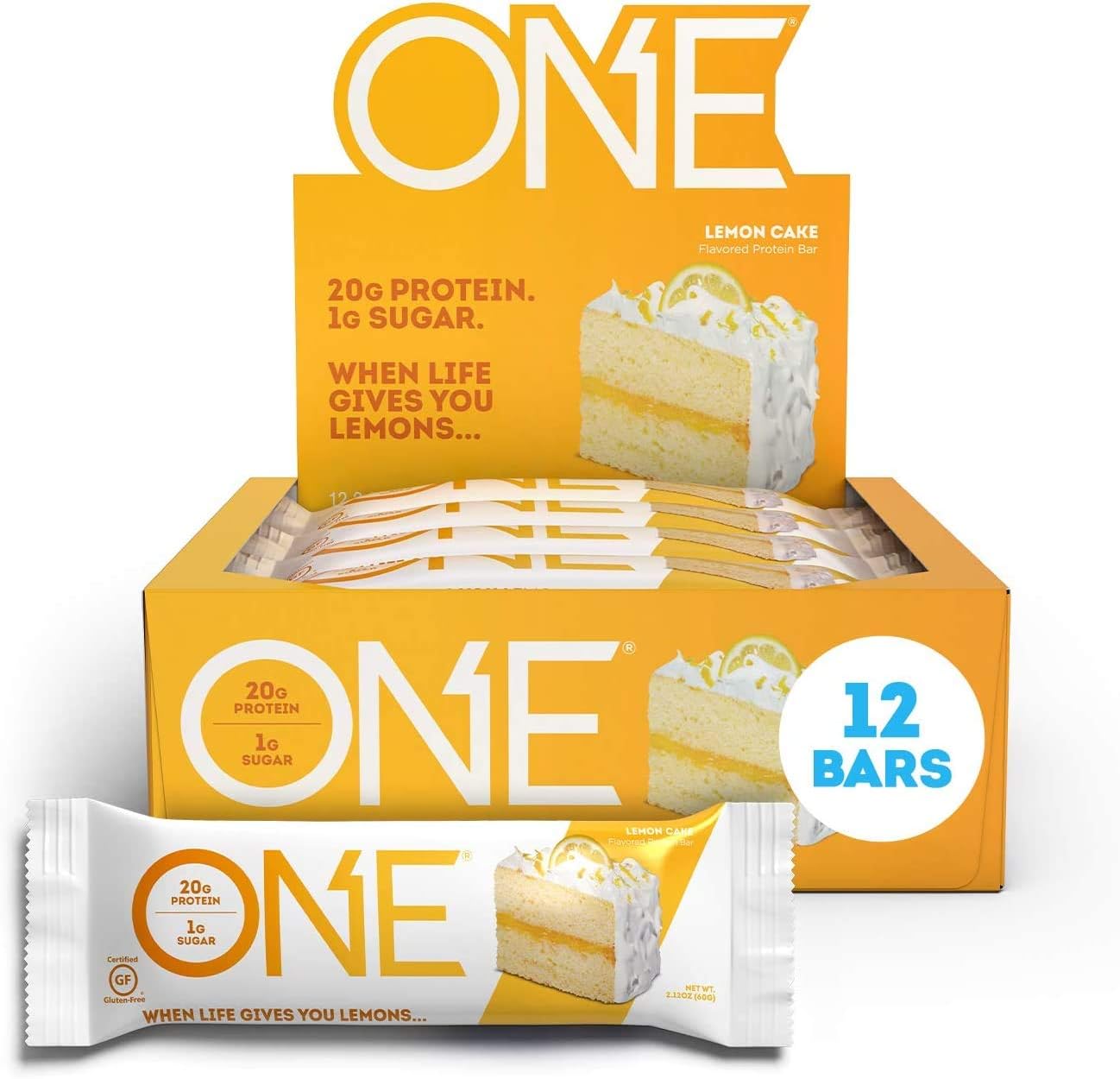  ONE 1 ONE Protein Bars, Chocolate Chip Cookie Dough, Gluten Free Protein Bars with 20g Protein and only 1g Sugar, Guilt-Free Snacking for High Protein Diets, 2.12 oz (12 Pack)