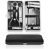 19 PCS Nail Clippers, ONEHERE Premium Manicure Set, Professional Grooming Gift Kit, Pedicure Kit, Facial, Hand, Foot, Cuticle Nail Care Tools, Fingernail Clippers with Luxurious Po