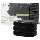 O Naturals Activated Charcoal Black Bar Soap Peppermint Oil Detoxifying Face Body Hand Soap Organic Shea Butter. Vegan 100% Natural Soap Helps Acne Blemishes Men & Women Triple Mil