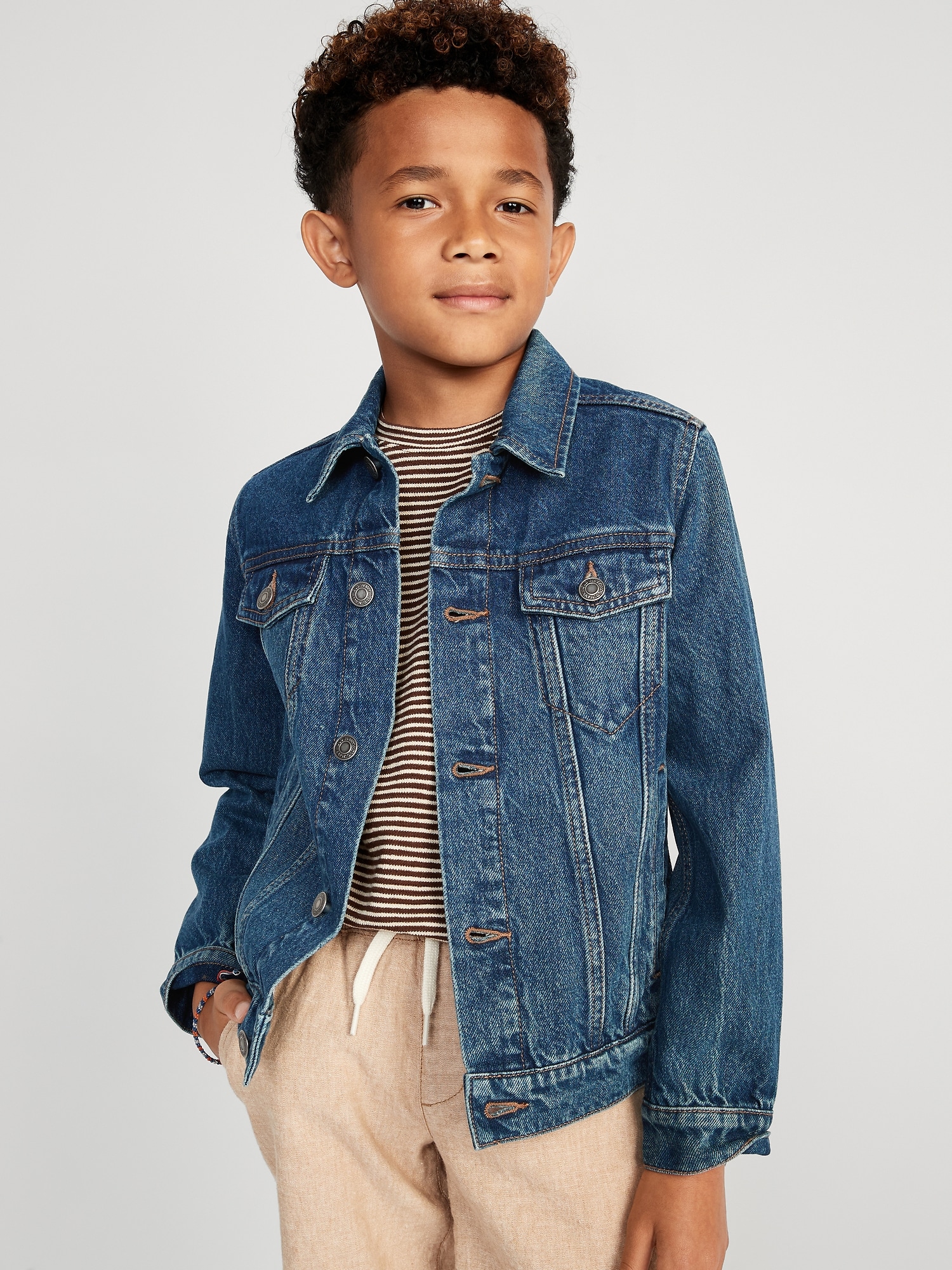 Gender-Neutral Cotton Non-Stretch Jean Jacket for Kids