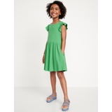 Ruffled-Sleeve Fit & Flare Dress for Girls