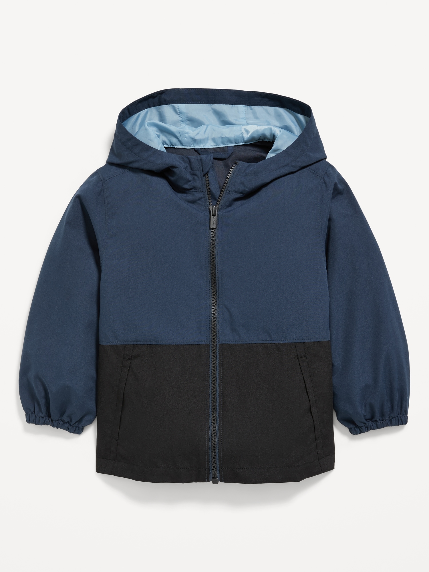 Water-Resistant Color-Block Hooded Jacket for Toddler Boys