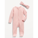 Sleep & Play 2-Way-Zip Footed One-Piece & Headband Layette Set for Baby Hot Deal