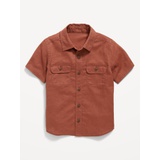 Short-Sleeve Linen-Blend Utility Pocket Shirt for Toddler Boys Hot Deal