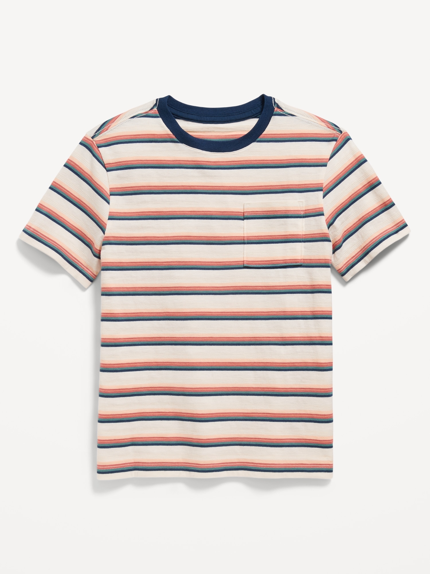 Textured Striped Short-Sleeve Pocket T-Shirt for Boys Hot Deal