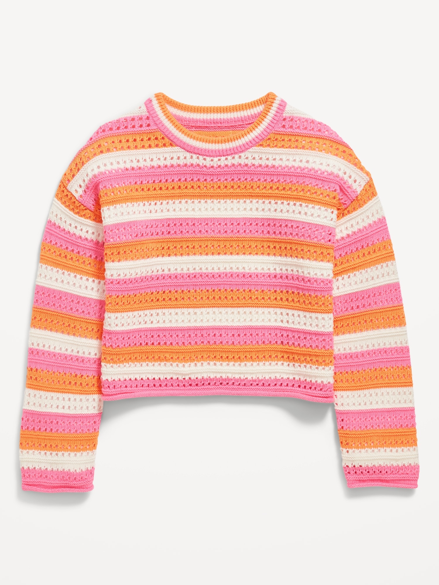 Striped Crochet-Knit Sweater for Girls