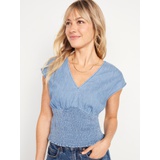 Waist-Defined Smocked Top