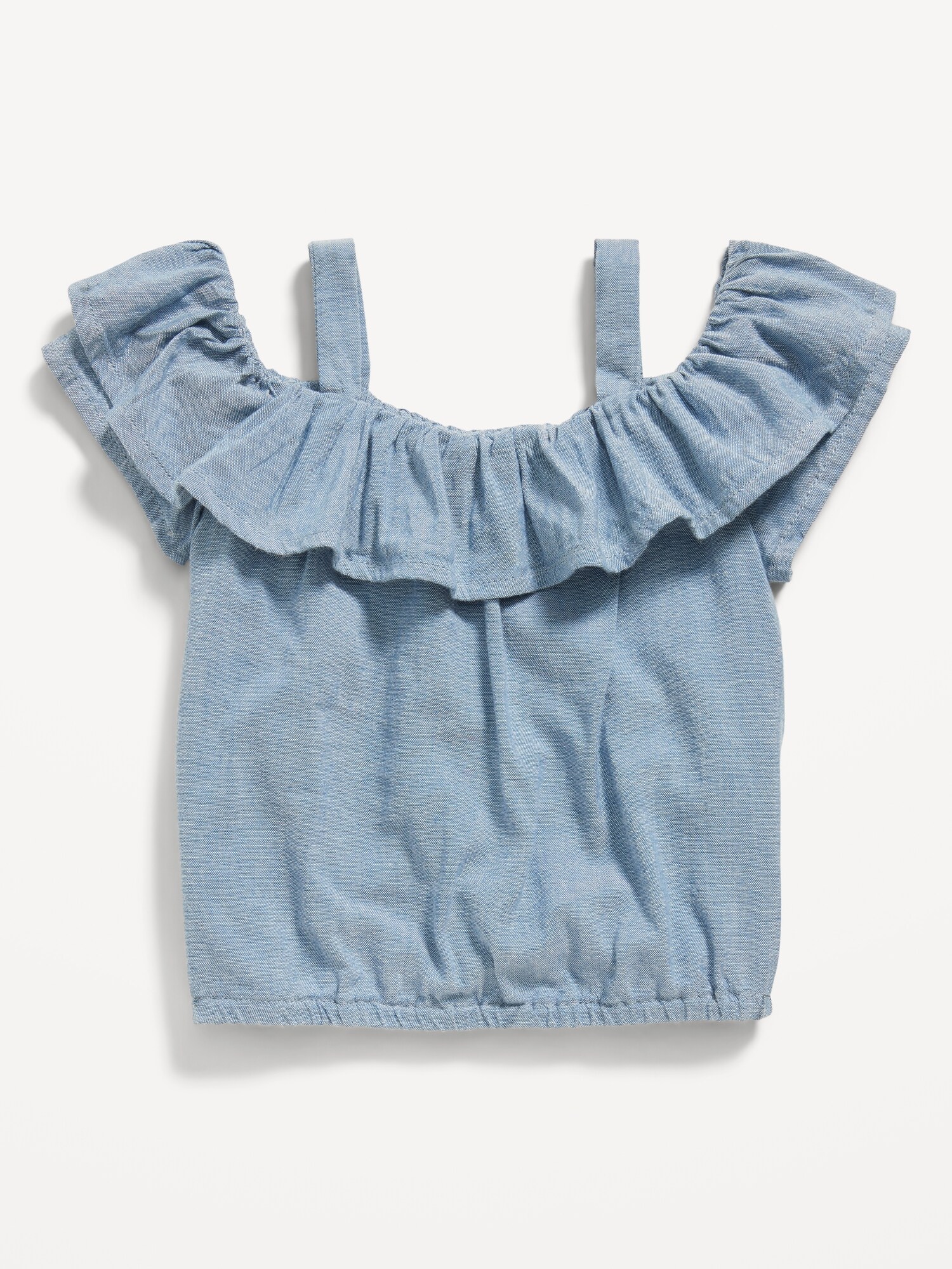 Off-The-Shoulder Ruffled Chambray Top for Baby Hot Deal