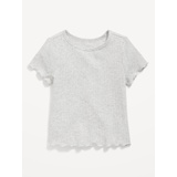 Short-Sleeve Lettuce-Edge T-Shirt for Toddler Girls Hot Deal