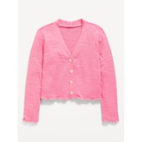 Cozy Cropped Button-Front Cardigan Sweater for Girls