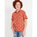 Printed Short-Sleeve Linen-Blend Pocket Shirt for Boys