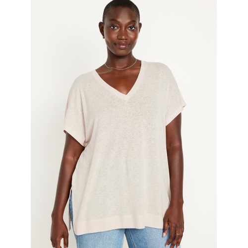 올드네이비 Oversized Linen-Blend Tunic T-Shirt
