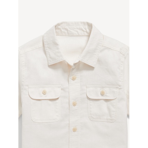 올드네이비 Short-Sleeve Linen-Blend Utility Pocket Shirt for Toddler Boys Hot Deal