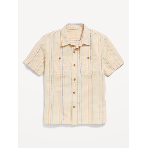 올드네이비 Printed Short-Sleeve Linen-Blend Pocket Shirt for Boys