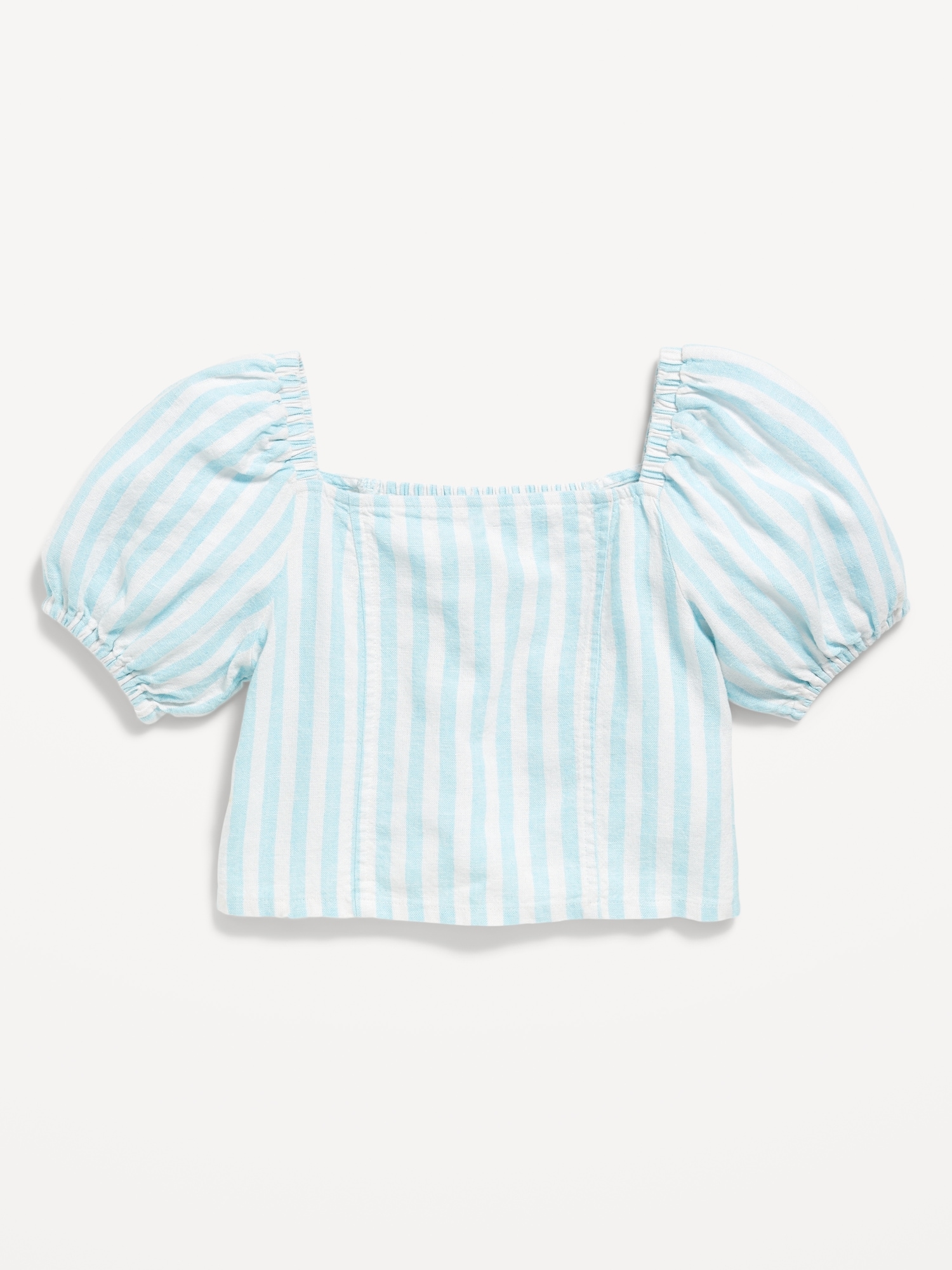올드네이비 Short Puff-Sleeve Linen-Blend Top for Girls