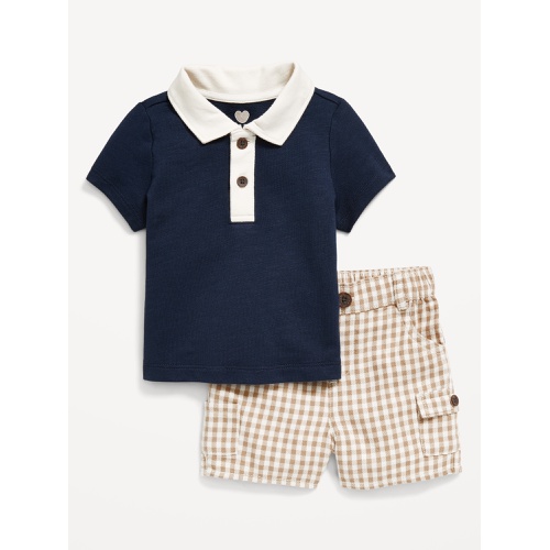 올드네이비 Little Navy Organic-Cotton Polo Shirt and Shorts Set for Baby