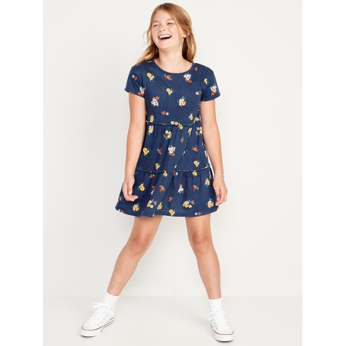 올드네이비 Tiered Printed Short-Sleeve Swing Dress for Girls