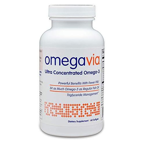  OmegaVia Ultra Concentrated Omega 3 Fish Oil, 60 Burpless Pills, High Potency  1105 mg Omega 3 per Pill, 3X More Omegas Than Regular Fish Oil Supplements, Triglyceride Form, High