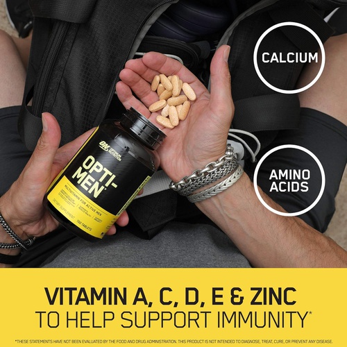  Optimum Nutrition Opti-Men, Vitamin C, Zinc and Vitamin D, E, B12 for Immune Support Mens Daily Multivitamin Supplement, 240 Count (Packaging May Vary)
