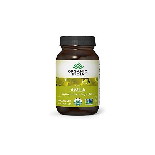  Organic India Amalaki Herbal Vitamin Supplement - Immune Support, Vitamin C, Vegan, Gluten-Free, Kosher, Ayurvedic, Antioxidant, USDA Certified Organic, Non-GMO - 90 Capsules
