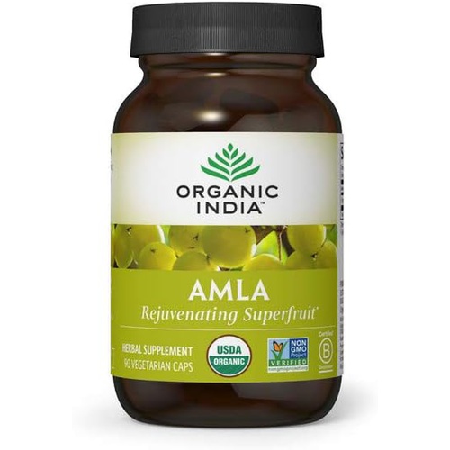 Organic India Amalaki Herbal Vitamin Supplement - Immune Support, Vitamin C, Vegan, Gluten-Free, Kosher, Ayurvedic, Antioxidant, USDA Certified Organic, Non-GMO - 90 Capsules