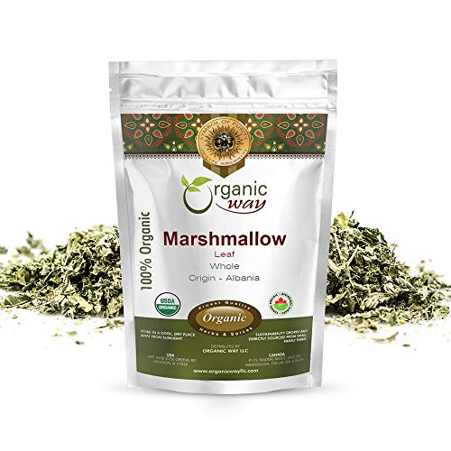 Organic Way Marshmallow Leaf Whole (Althaea officinalis) - European Wild-Harvest | Organic & Kosher Certified | Raw, Vegan, Non GMO & Gluten Free | USDA Certified | Origin - Albani