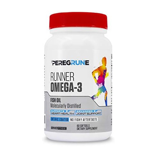  PEREGRUNE Runner Omega-3 Fish Oil Supplement 5X EPA & DHA Heart Health & Joint Support for Runners Enteric Coated, Burpless