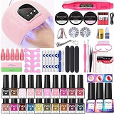PVOY Valentines Day Gel Nail Polish Starter Kit, 54W LED Light Nail Dryer Curing Lamp, Red Pink 20 Colors Nail Gel Polish Set with Base Top Coat, Nail Art Manicure Tools Kit