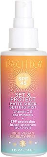 Pacifica Set & protect matte sheer setting mist spf 45, 4 Fl Oz