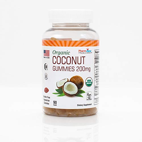 Pharmvista Organic Coconut Gummies 200mg - Gluten Free, Fiber Rich, Vegan Gummies - 90 Count
