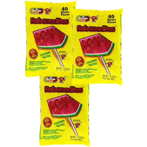  Pinatas Spicy Mexican Candy Kit Including Vero Watermelon Rebanaditas Lollipops, 120 pieces