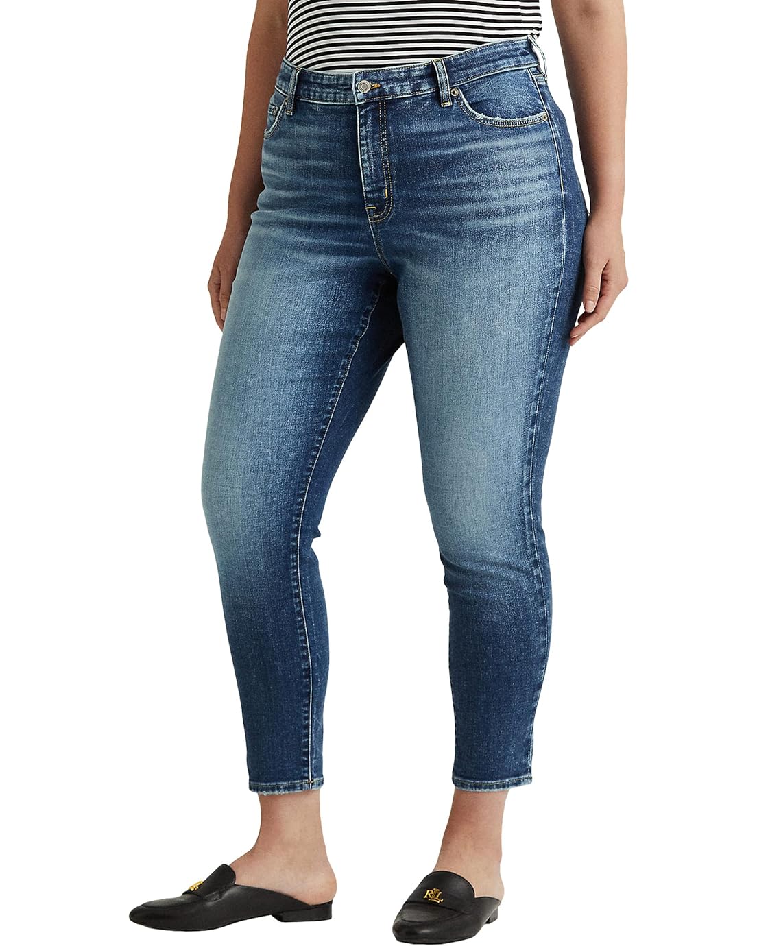 LAUREN Ralph Lauren Plus Size Mid-Rise Straight Ankle Jeans