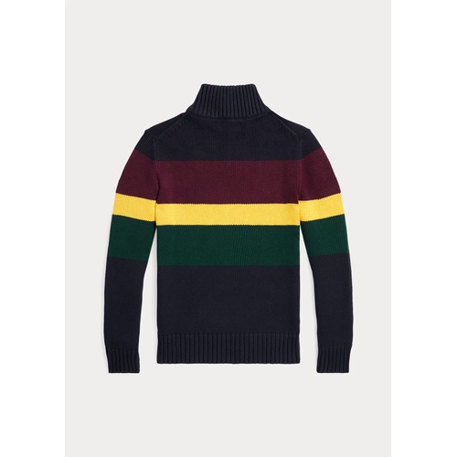 폴로 랄프로렌 Striped Cotton Quarter-Zip Sweater