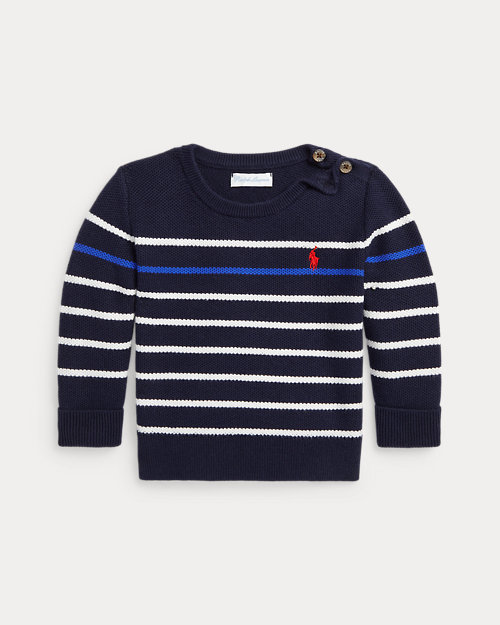 폴로 랄프로렌 Striped Mesh-Knit Cotton Sweater