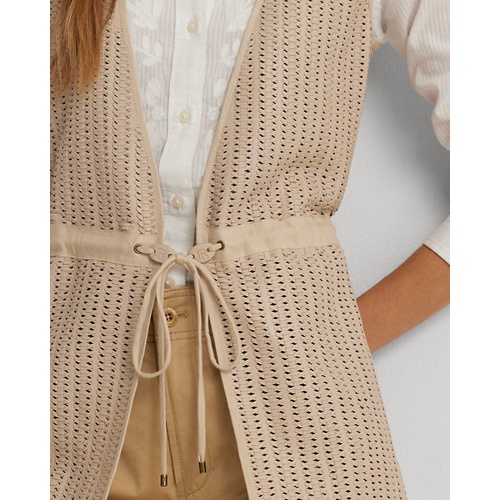폴로 랄프로렌 Woven Leather & Cotton-Blend Twill Vest