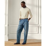 Buckled Cotton-Linen Denim Trouser