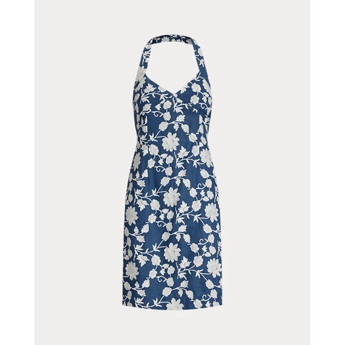 폴로 랄프로렌 Floral-Embroidered Linen Halter Dress
