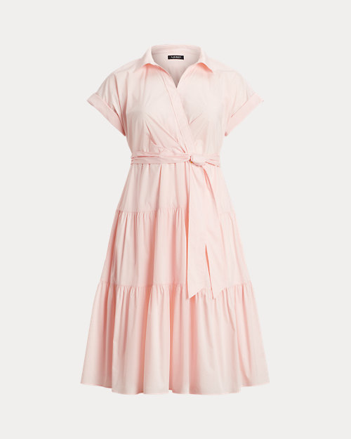 폴로 랄프로렌 Belted Cotton-Blend Tiered Dress