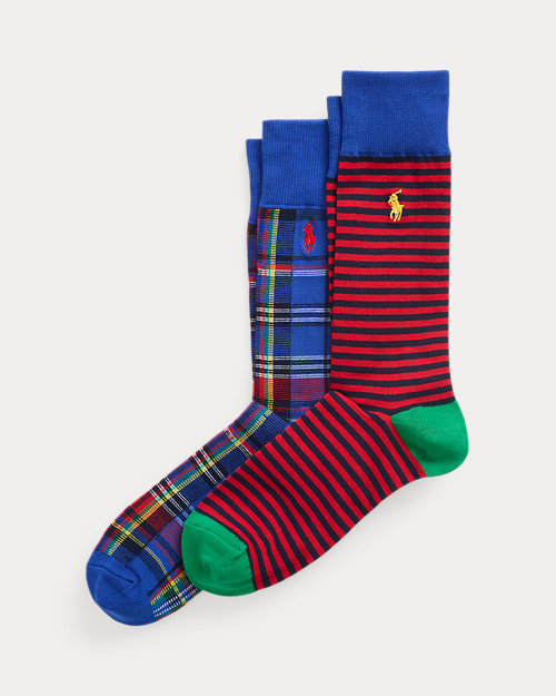 폴로 랄프로렌 Striped & Plaid Trouser Sock 2-Pack