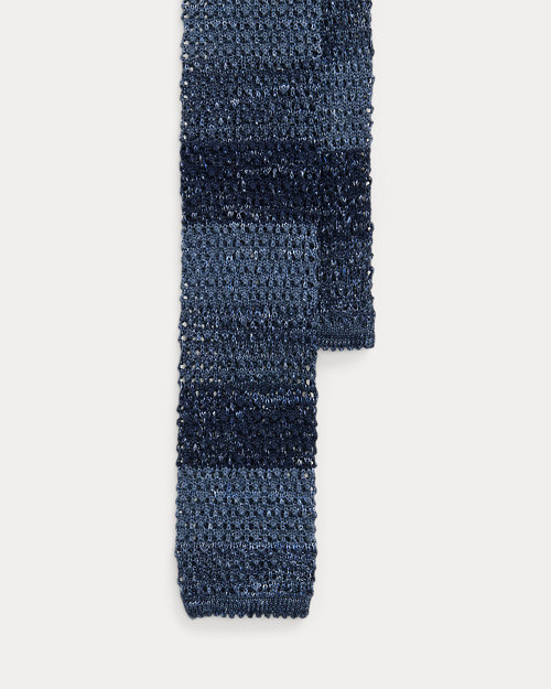 폴로 랄프로렌 Striped Knit Silk-Linen Tie