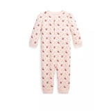 Baby Girls Floral Waffle Knit Henley Coverall