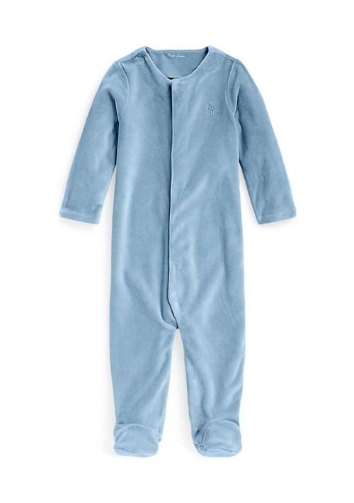 Baby Boys Velour Footed Coveralls