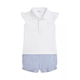 Baby Girls Mesh Polo Shirt and Seersucker Short Set