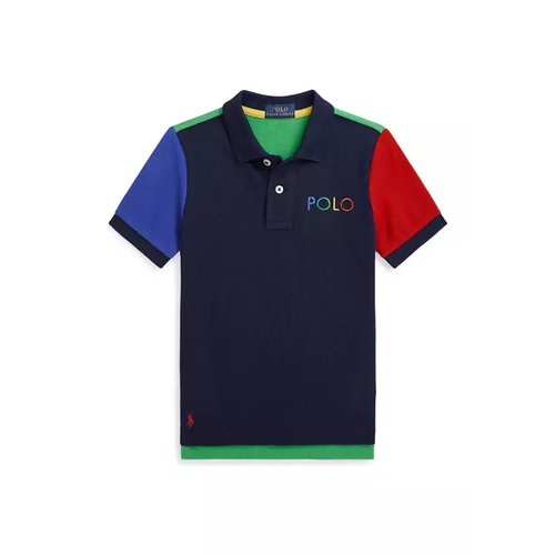 폴로 랄프로렌 Boys 2-7 Color Blocked Ombre Logo Mesh Polo Shirt