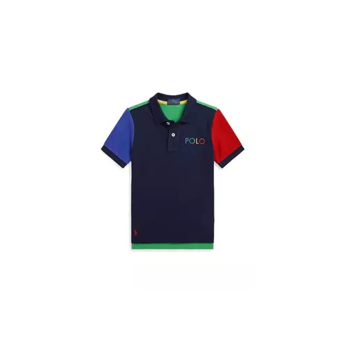 폴로 랄프로렌 Boys 2-7 Color Blocked Ombre Logo Mesh Polo Shirt